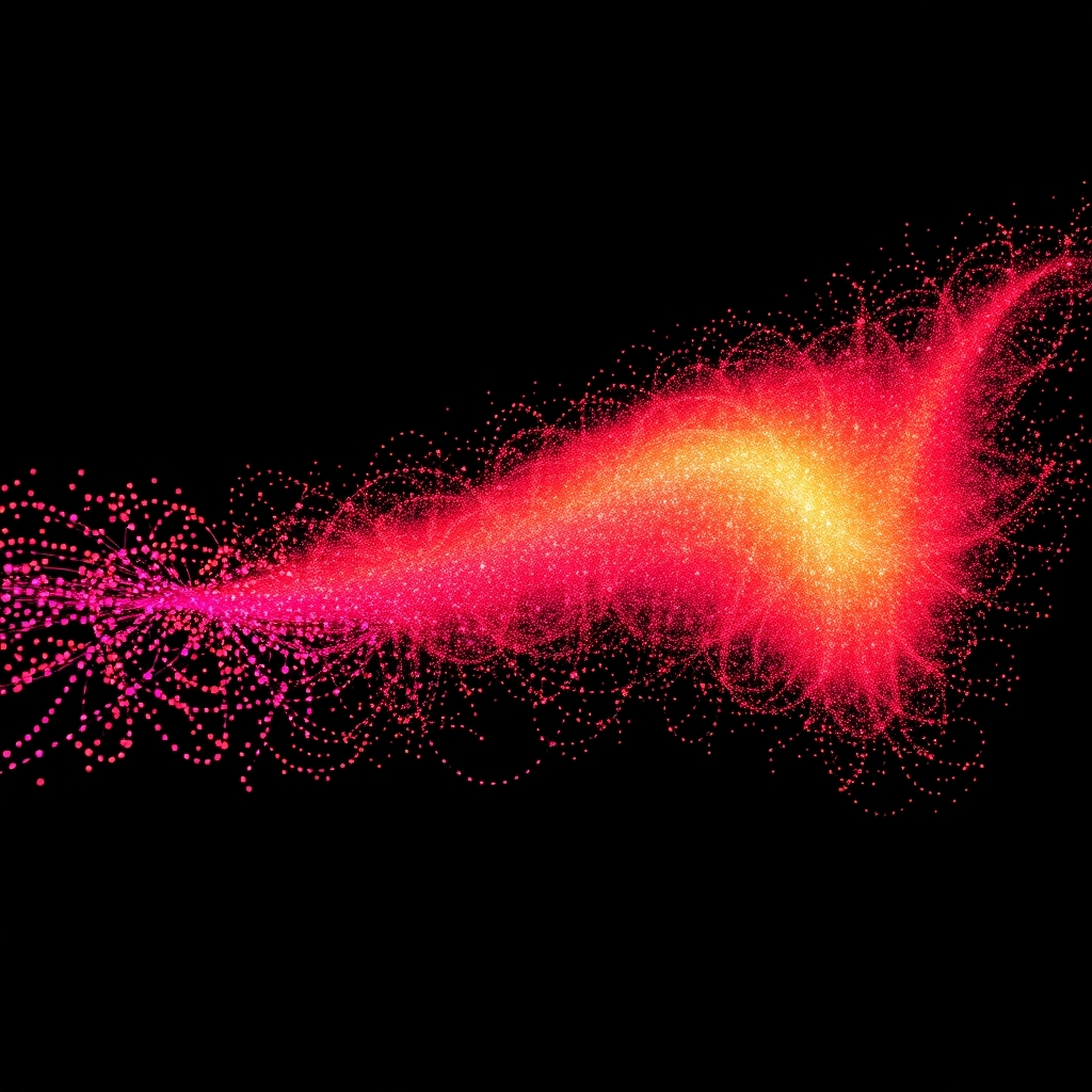 A dynamic visualization that uses a visual metaphor to represent the exponential growth of data used to train the GPT models, showing an initially small dataset expanding rapidly, transforming into a massive, interconnected network of information. The color scheme should be a gradient that moves from dark to bright, symbolizing the increasing complexity and power of these models.