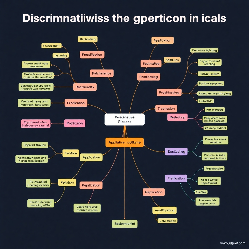 A mind map showing different applications of discriminative and generative models.  Connect each application with its corresponding model type and associated pros and cons.  The style should be visually engaging, using colors, icons, and clear labels to highlight the relationships between different concepts.  The aesthetic should be clean and easy to understand, suitable for an informational graphic.