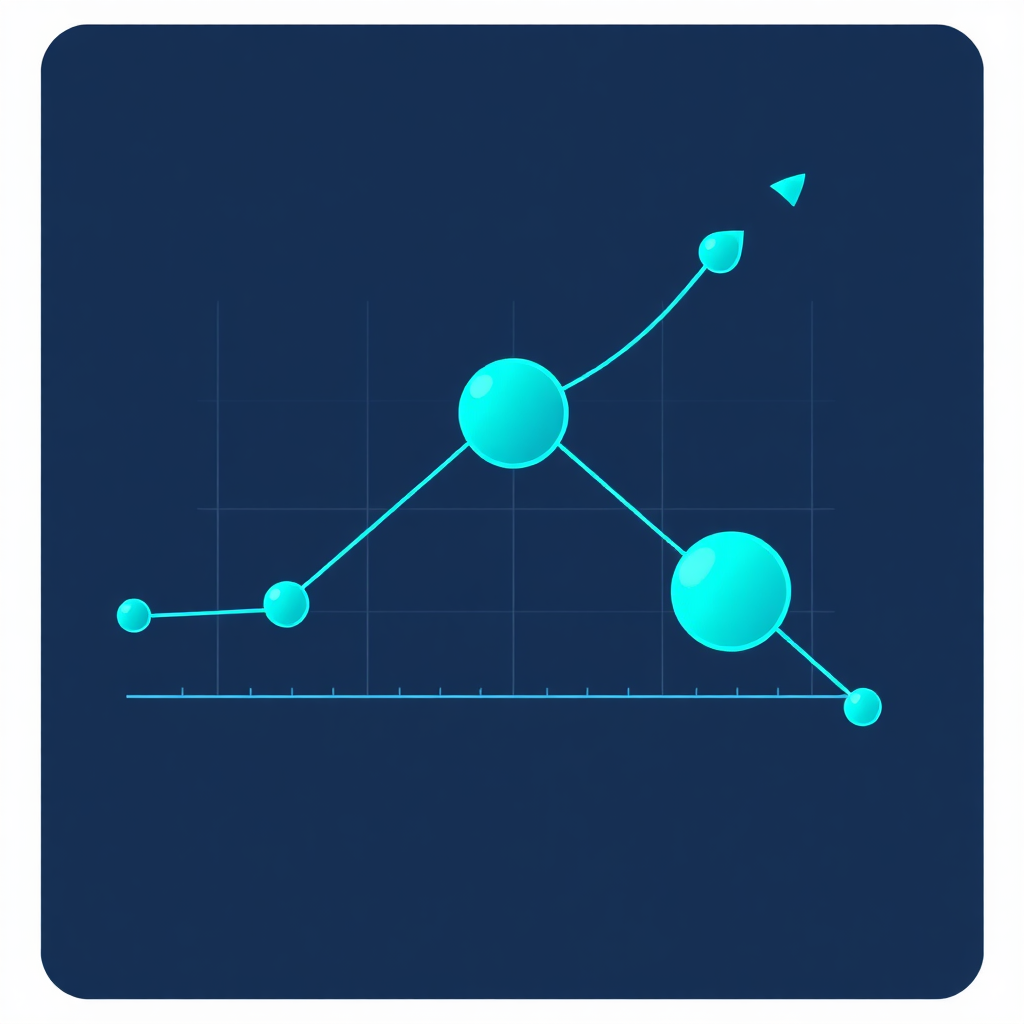 Illustration of a growth chart with interconnected nodes, representing software development workflow and progress.