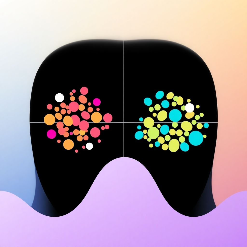 A stylized image depicting two distinct clusters of data points, separated by a clear decision boundary. The boundary could be a line, curve, or more complex shape.  The background could use a gradient of colors, and the data points could have a variety of shapes and colors.  The overall aesthetic should be clean and modern, emphasizing the clarity of the separation.