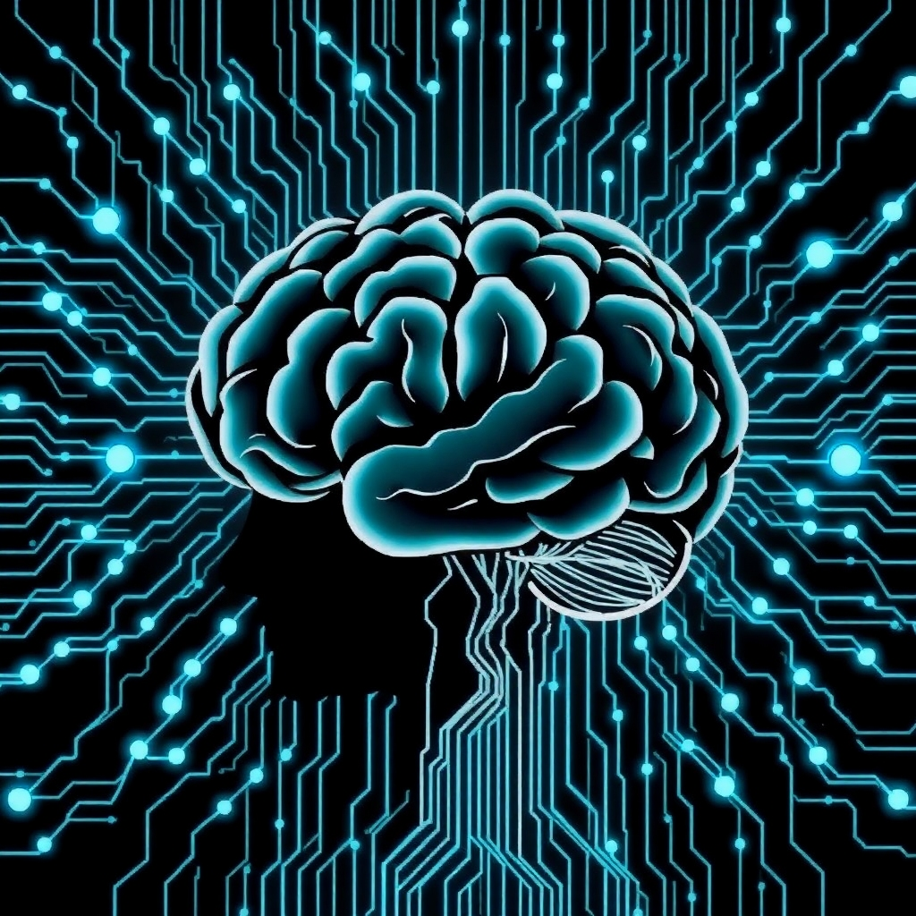 A stylized representation of a human brain interfacing with a complex computer network. The brain symbolizes human language and intelligence, while the network represents the LLM's intricate structure and processing power. The visual should convey the collaborative relationship between human intelligence and AI.