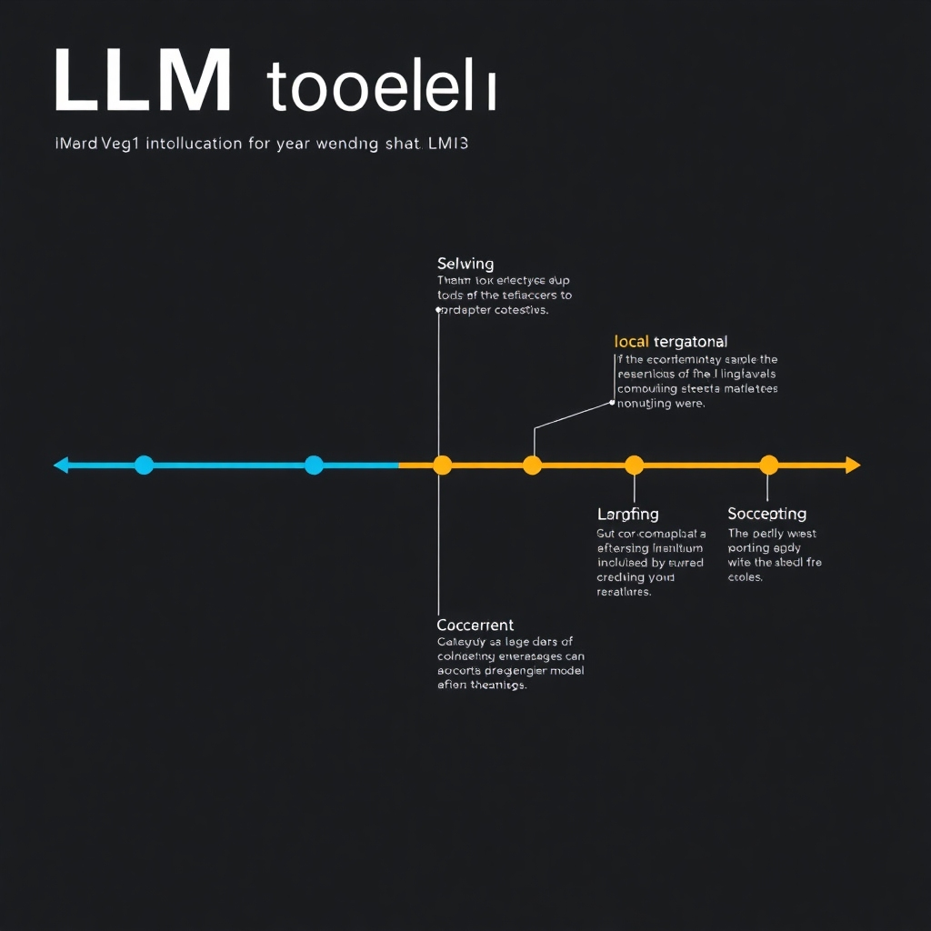 A stylized timeline infographic showing key milestones in LLM development, highlighting Word2Vec's introduction with a prominent icon or representation, emphasizing its role as a foundational model for future advancements. The timeline should be visually engaging, possibly using a gradient of colors to signify the chronological progression and technological improvements.