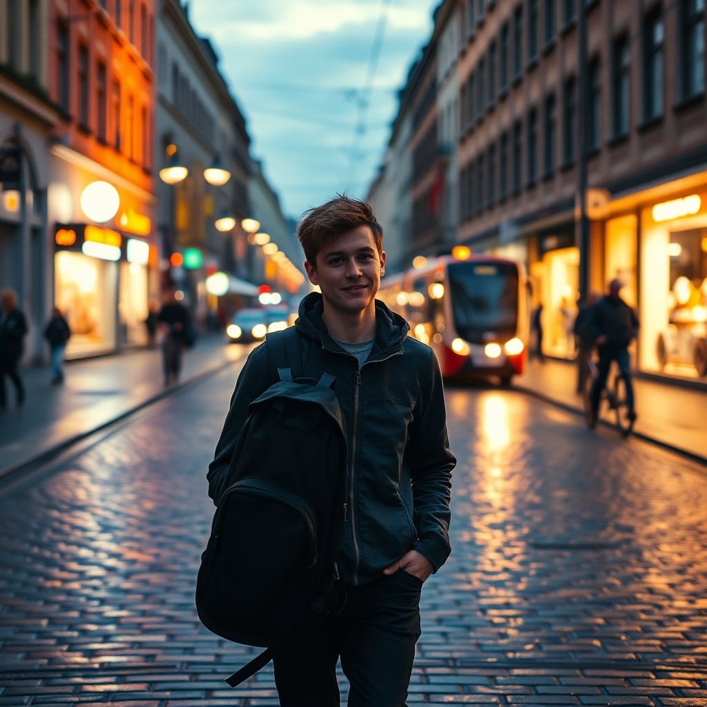 Evening street scene in Germany