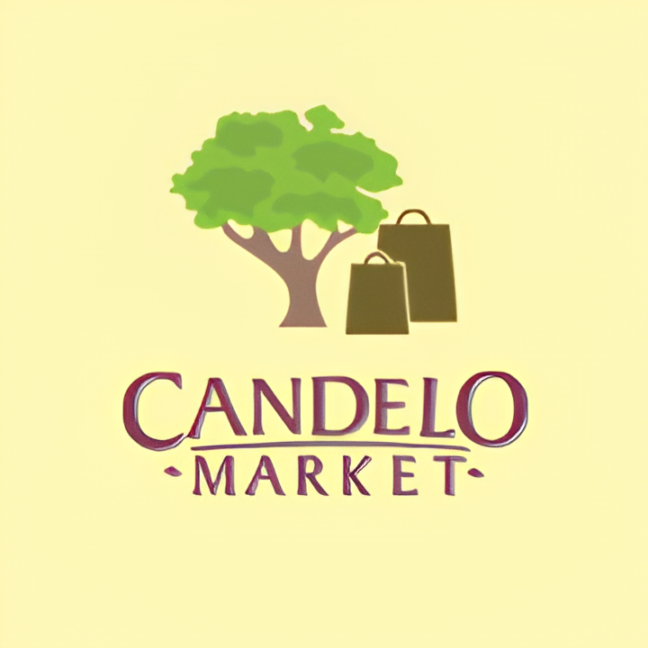 Create a stylized image of various promotional materials for Candelo Markets, including posters, social media posts, and website banners. Use a consistent branding and a visually appealing design. The style should be modern and professional. Resolution: 4K.