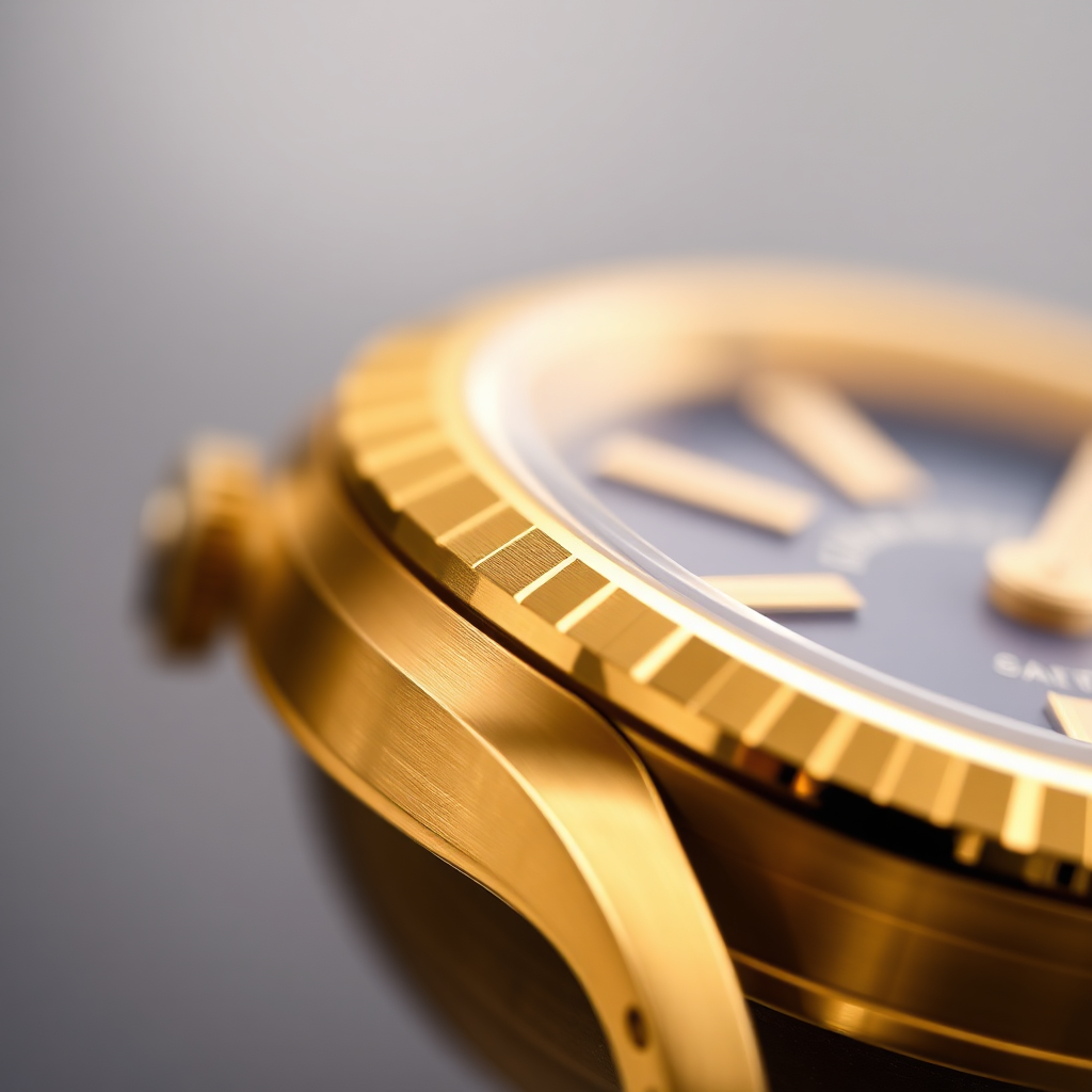 Gold timepiece macro detail