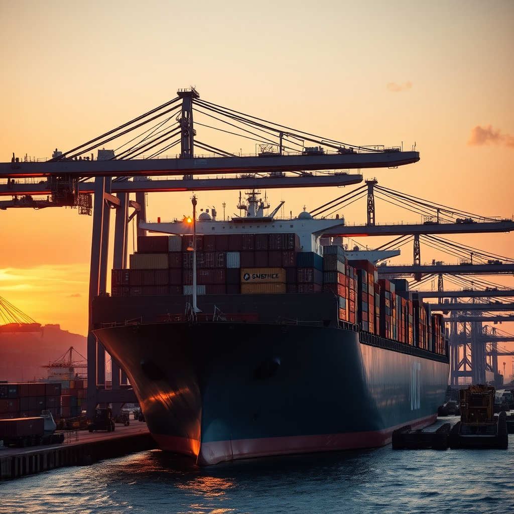 Container ship at port