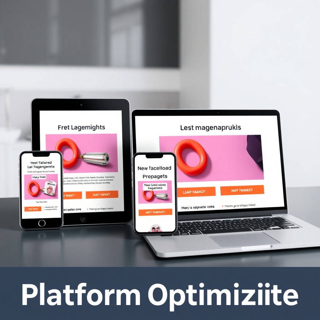 A stunning layout showcasing different digital devices (tablet, smartphone, laptop) simultaneously displaying tailored lead magnets. The setting is modern, with a sleek minimalist design. The color palette is vibrant and digital-focused, emphasizing tech appeal. This image beautifully captures platform optimization.