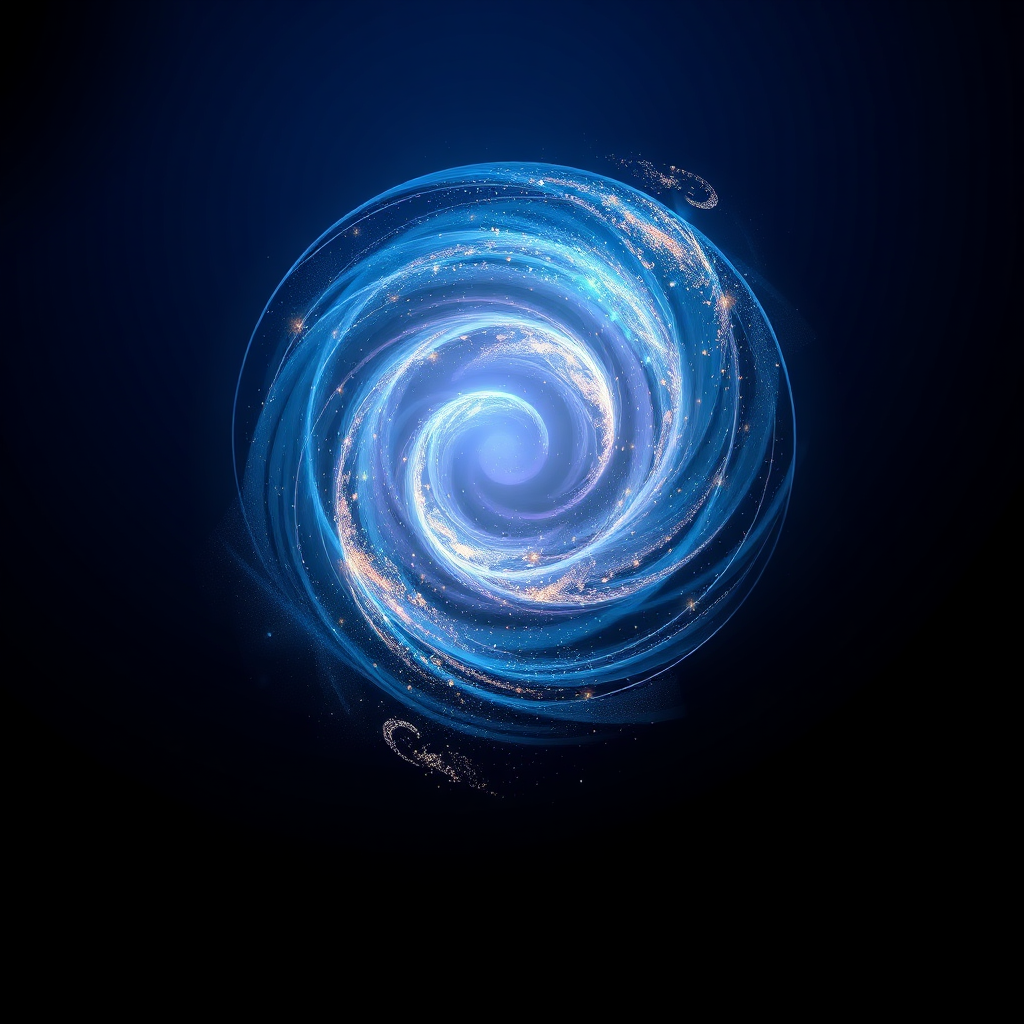 A stylized image representing the essence of hypnose therapy. The image should feature a swirling galaxy of stars contained within the silhouette of a human head. The colors should be predominantly blues, purples, and golds, creating a sense of mystery and wonder. Subtle lines of energy should flow within the galaxy, symbolizing the flow of thoughts and emotions. The background should be a deep, dark blue, creating contrast and emphasizing the galactic swirl. The style should be modern and abstract, with a touch of surrealism. Lighting should be soft and ethereal, with a subtle glow emanating from the galaxy. The overall composition should be balanced and harmonious, conveying a sense of peace and tranquility. 4K resolution, high quality.
