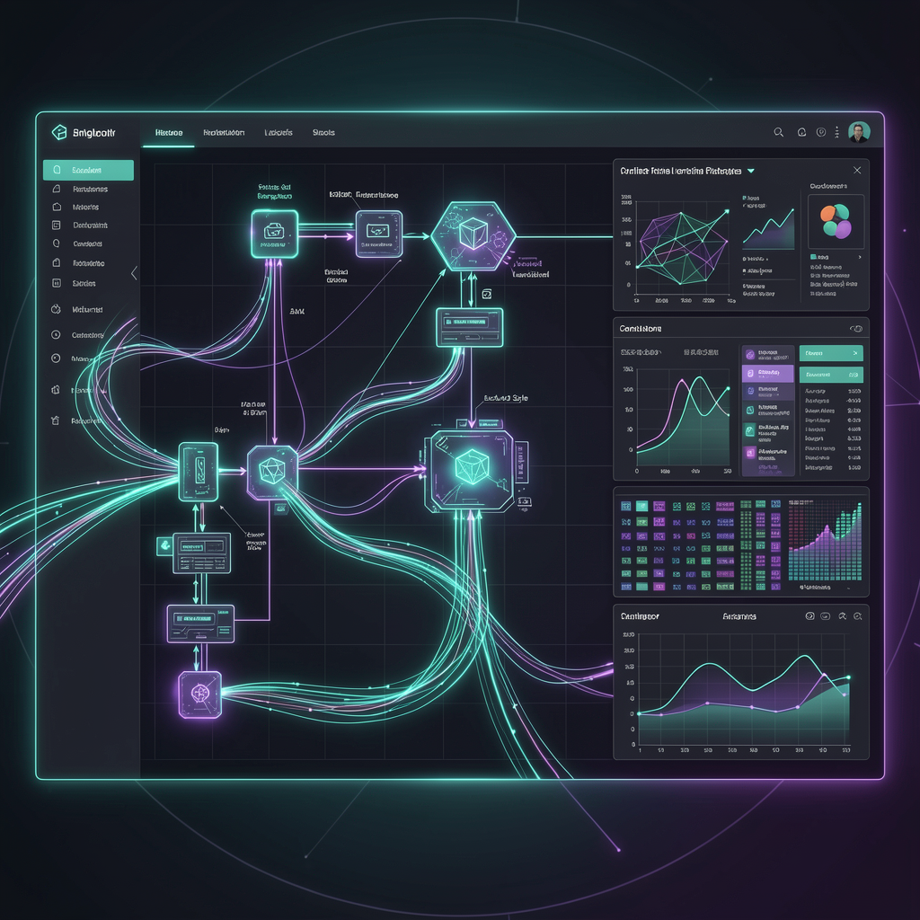 Advanced AI architecture blueprint and data pipeline diagram