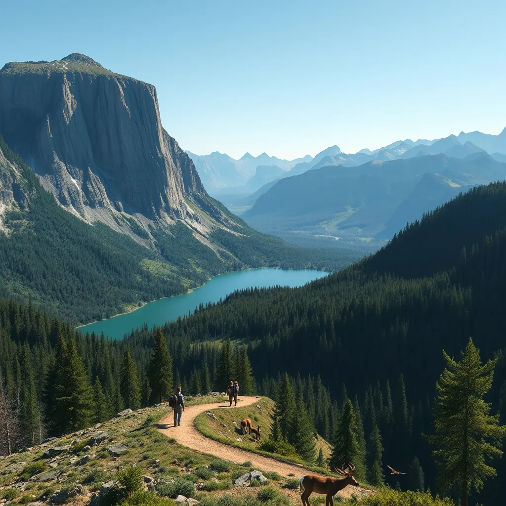 A luxurious cruise ship sailing on calm blue waters at sunset, with happy passengers enjoying various onboard amenities like a pool, a spa, and dining areas. The background shows a beautiful tropical island destination.