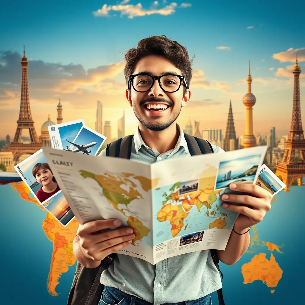 A cheerful couple reviewing a laptop on a cozy living room couch, with a visible screen displaying cruise deals and discounts. Surround them with travel brochures and a map, indicating excitement and planning.