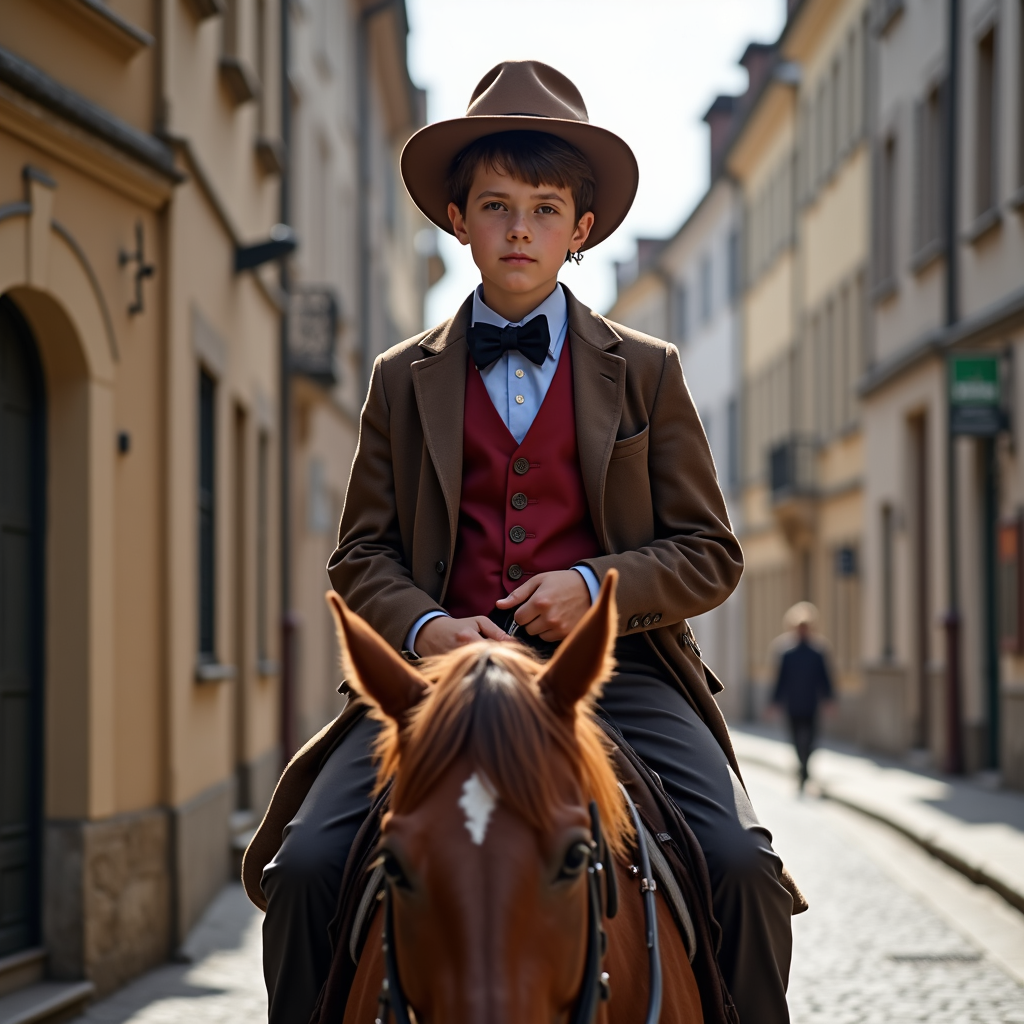  A photorealistic image of a person dressed in historical attire (e.g., a Roman senator, a Renaissance artist, or a Victorian scientist) looking directly at the viewer with a thoughtful expression. The background should be blurred, emphasizing the person's presence. Lighting is soft and flattering. Style: Inspired by historical portrait paintings. Technical specs: 4K resolution, high quality.
