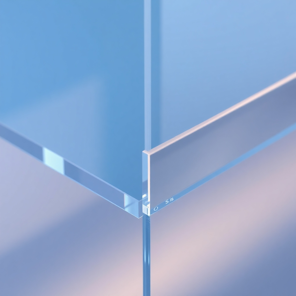 A close-up shot showcasing the high-quality, transparent acrylic material of the soundproof box.  The image should highlight the clarity and durability of the acrylic.  The lighting should be soft and even, emphasizing the texture and shine of the acrylic. High-resolution, photorealistic image.