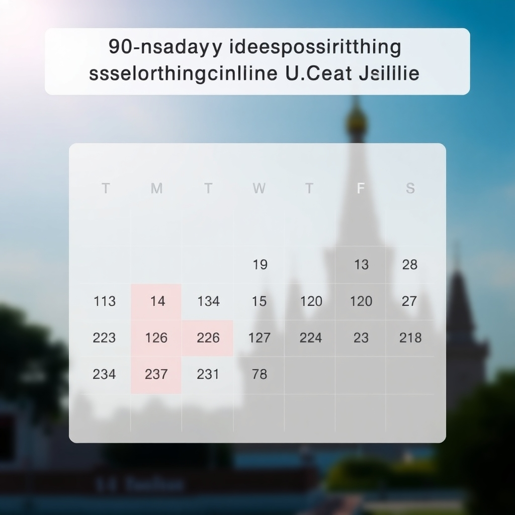 A digital representation of a calendar highlighting the 90-day reporting deadlines for a foreign national in Thailand. The background features a subtle Thai landmark, such as a temple. The lighting is clear and informative, emphasizing the importance of the dates. Style reference: Minimalist calendar app meets infographic.