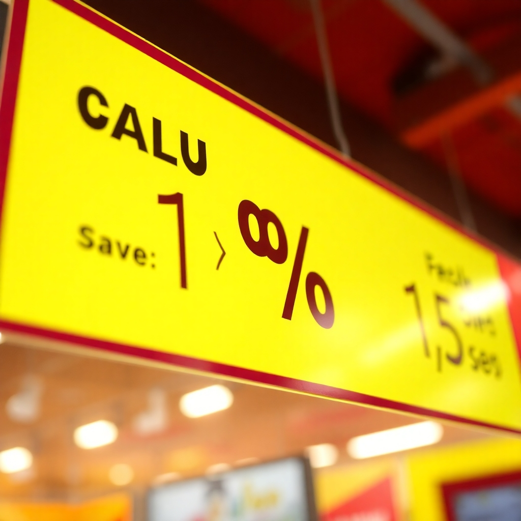 A photorealistic image depicting a promotional banner with the price clearly indicated, visually highlighting the discounted price in comparison with the regular price. The composition should emphasize the value and savings. The lighting should be bold and bright, emphasizing the sale. The color palette should include contrasting colors, such as red and yellow, emphasizing urgency and value. The camera angle should be close-up, focusing on the deal. Technical specs: 4K resolution