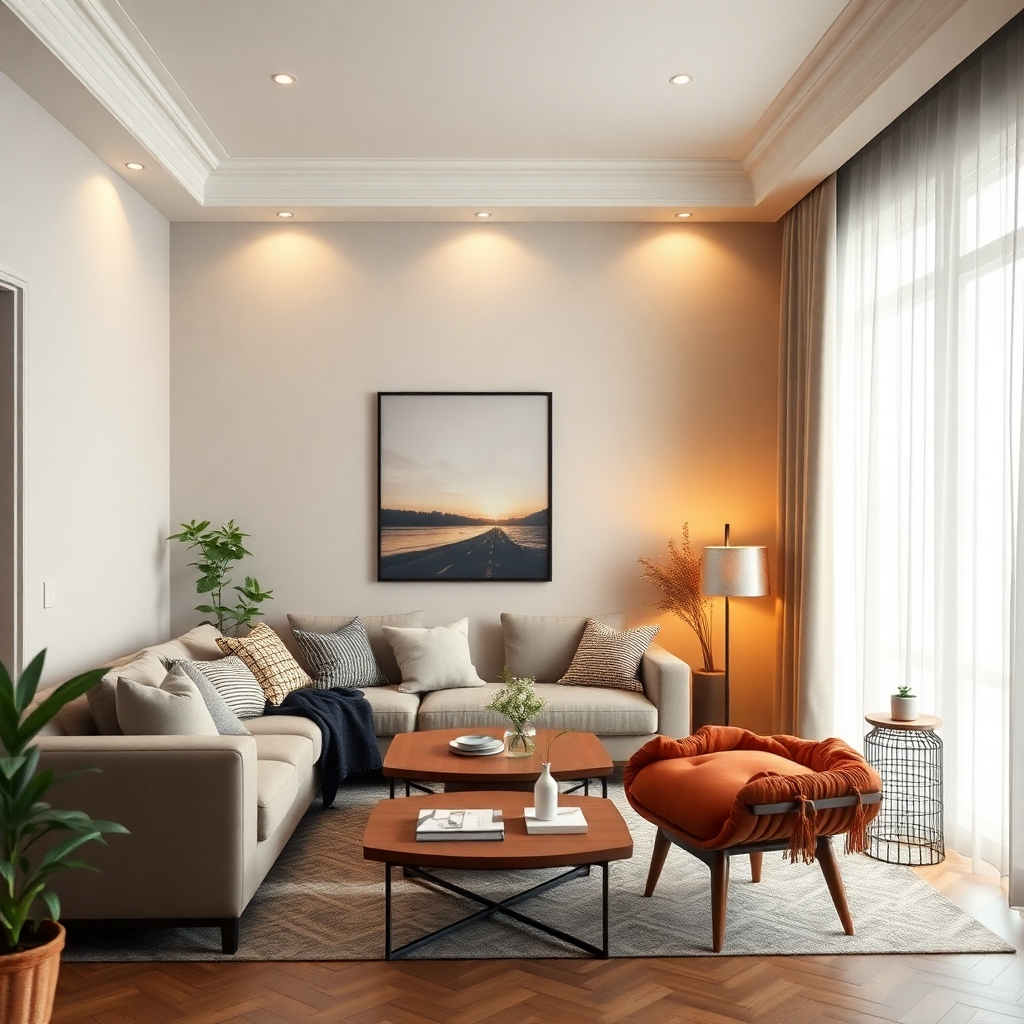 A photorealistic image focusing on the interior of a comfortable and stylish room, emphasizing the details, textures, and overall relaxing ambience. The lighting should be soft and warm, with a focus on creating a calming environment. Style reference: Interior design magazines. Resolution: 4K