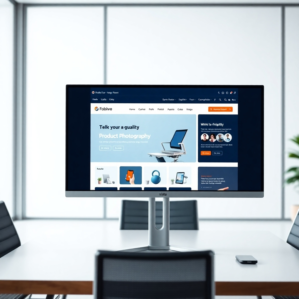 A photorealistic image of a clean, modern, and user-friendly website interface on a high-resolution monitor. The website should showcase high-quality product photography and easy navigation. The overall aesthetic should be professional and trustworthy, evoking feelings of confidence and reliability.  The background should be a minimalist, modern office setting.