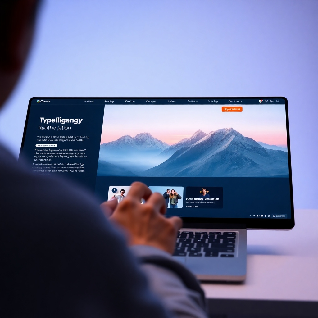A photorealistic image of a modern and aesthetically pleasing website interface, showcasing a clean layout, intuitive navigation, and high-quality visuals.  The color scheme should be sophisticated and calming, with a focus on user-friendliness.  The image should depict a user easily interacting with the website.