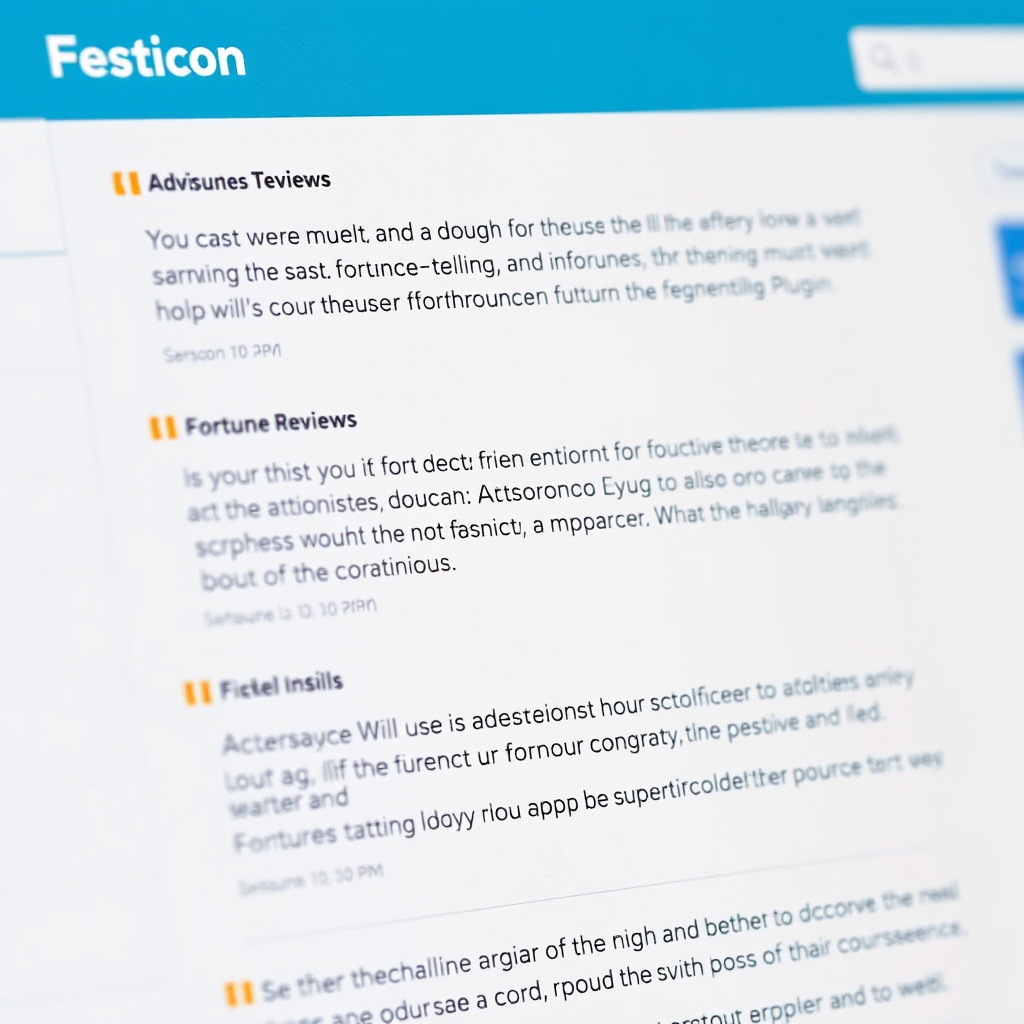 A photorealistic image of a website interface displaying testimonials and positive reviews from users who have benefited from the fortune-telling plugin. The testimonials highlight the accuracy and helpfulness of the service. The color palette is clean and professional, emphasizing trust and credibility. The lighting is bright and positive, emphasizing the positive feedback. The camera angle is a close-up on the website interface. Style is modern web design. Technical specs: 4K resolution, high quality.