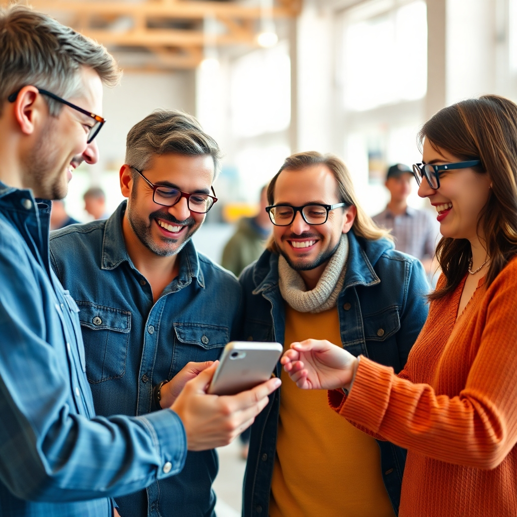 A photorealistic image of happy customers using a product or service.  The image should emphasize the positive emotions and tangible benefits of using the product, like convenience, ease of use, or problem-solving.  Use bright lighting, and focus on the genuine joy and satisfaction of the users.