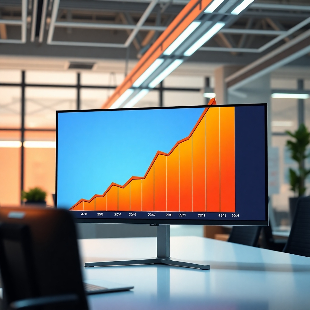 A photorealistic image showing a dramatic upward trend graph representing increased conversion rates.  The graph is displayed on a large monitor in a modern, brightly lit office.  In the background, there should be subtle visuals representing GA4, Facebook Pixel, and TikTok Pixel interfaces, suggesting their role in achieving the positive results. The overall atmosphere should convey success and efficiency.