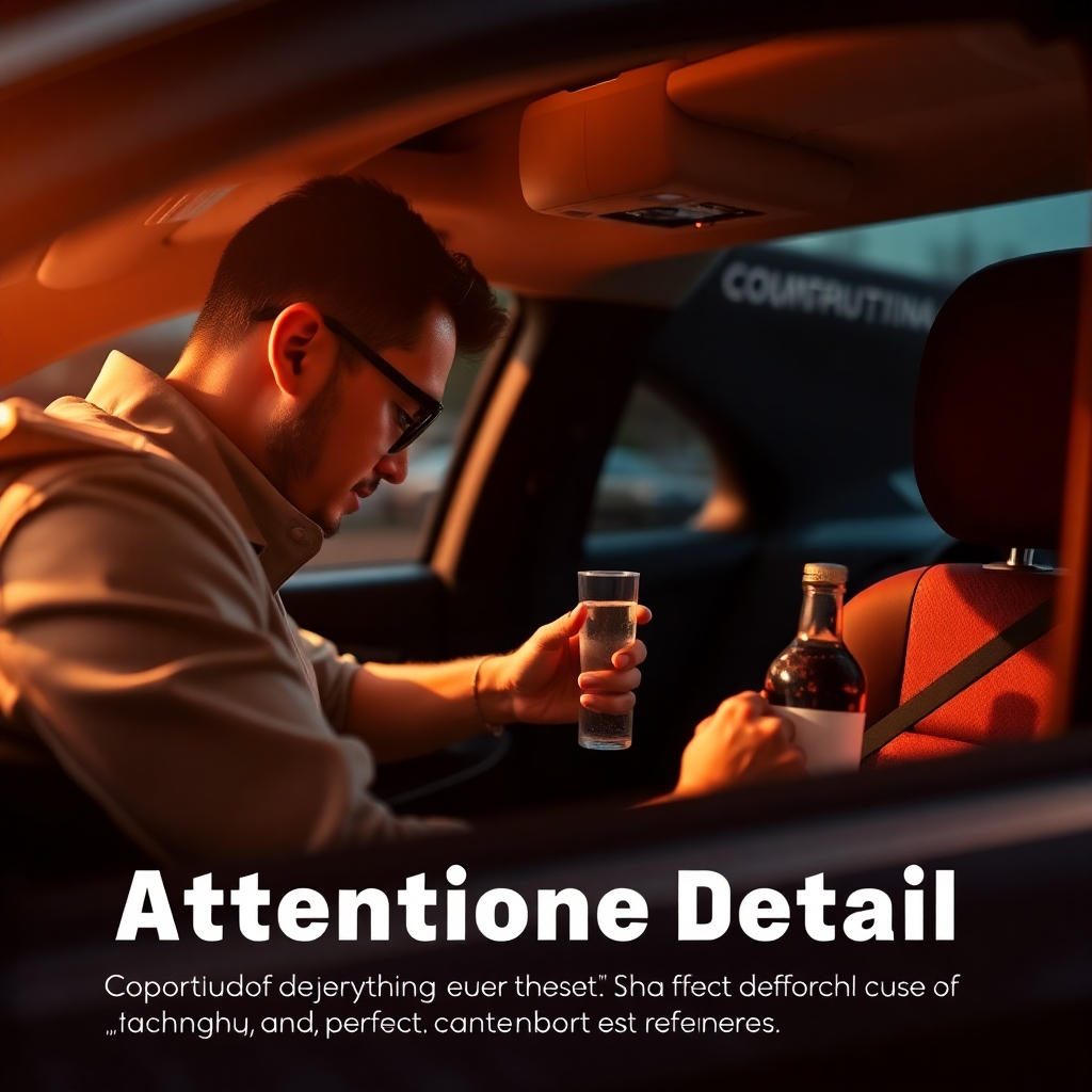 A stylized image showcasing attention to detail. A driver meticulously checks the car before departure, ensuring everything is perfect (cleanliness, temperature, refreshments). The lighting is warm and inviting, highlighting the care and attention to detail. The color palette is comforting and welcoming. Camera angle is a medium shot, emphasizing the driver's dedication to service.