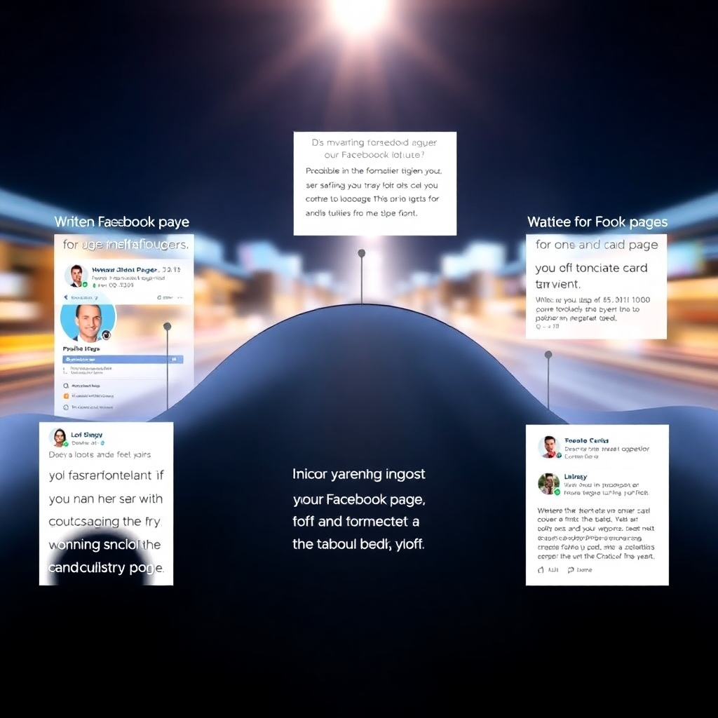 A timelapse-style image or animation showing a Facebook page evolving and improving over time, with positive user interactions and results highlighted.