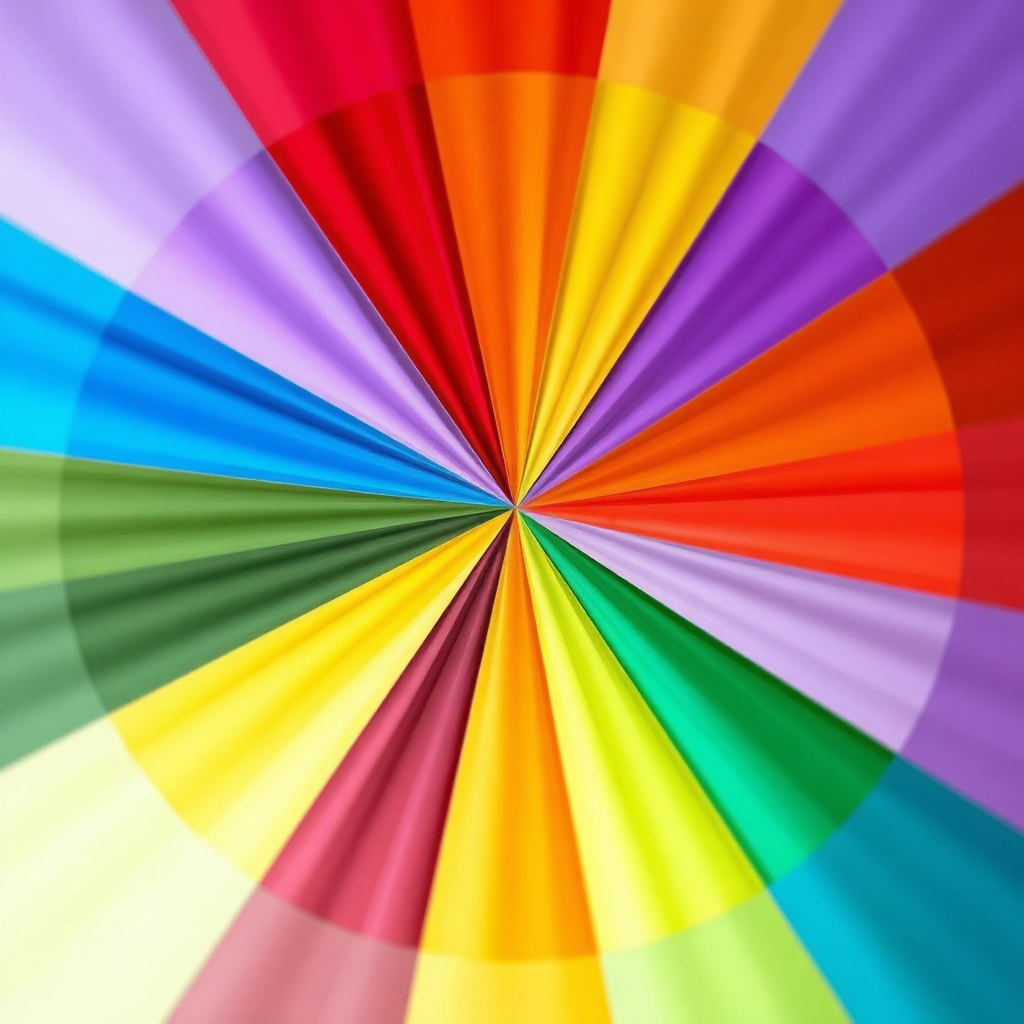 Abstract, photorealistic image showcasing a color wheel with vibrant Thai colors that represent the days of the week. The colors are radiating energy. Camera angle: close-up, capturing the gradients of each color.