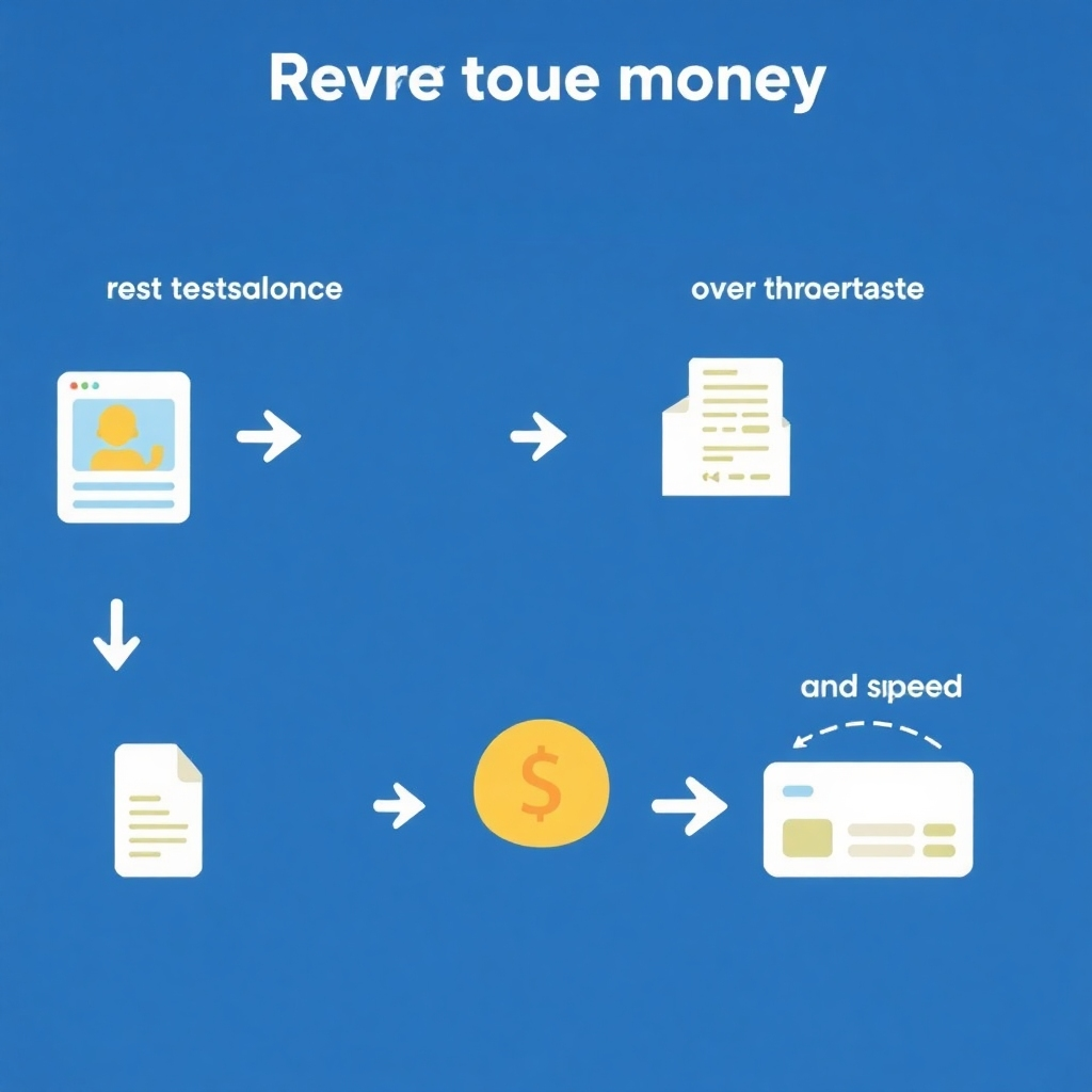 Illustration showing a simplified process of receiving money, from guest booking to payment transfer, with a focus on speed and efficiency