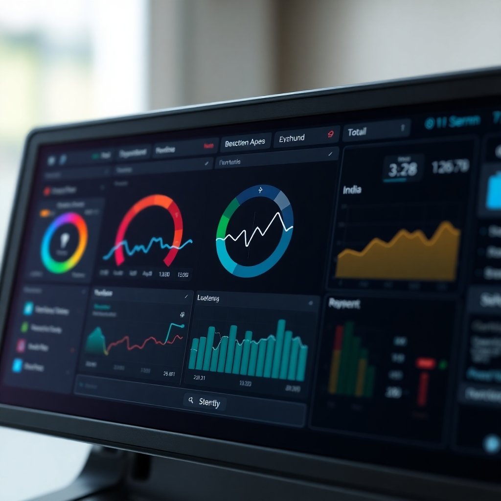 A close-up photorealistic image of the G-Repair module's main dashboard, showcasing its intuitive design and ease of navigation. Highlight key features and functionalities with clear visual cues.