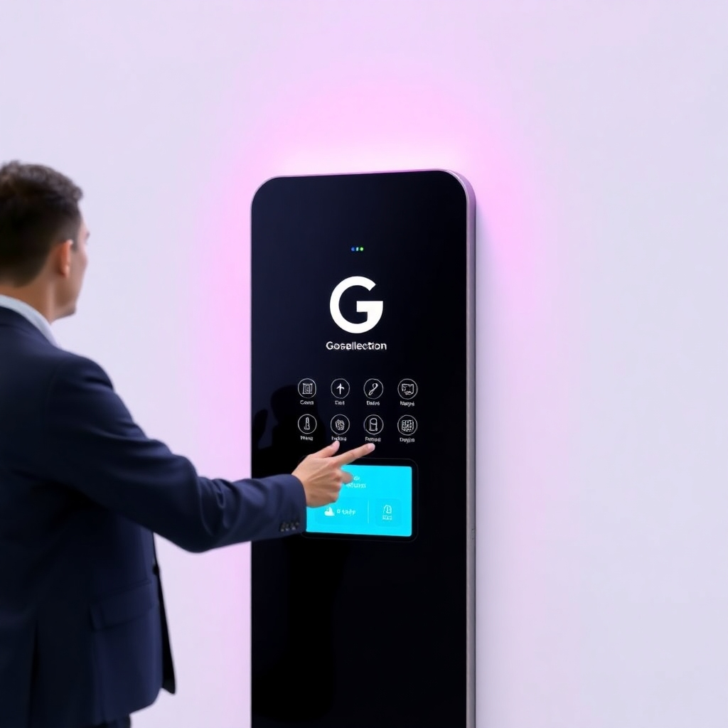 A photorealistic image of a user interacting effortlessly with the G-Entrance module, highlighting the intuitive design and smooth user experience. The image must focus on user interaction and ease of use.