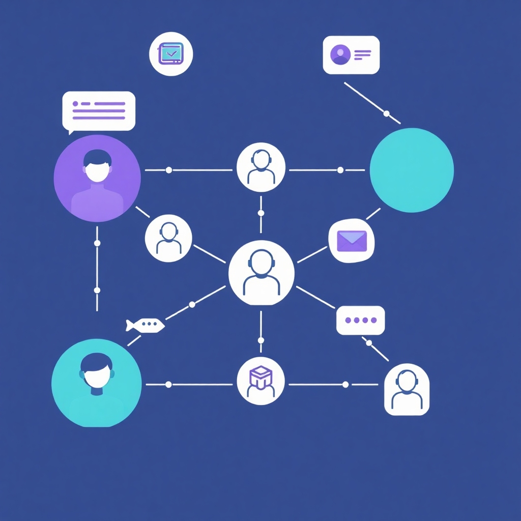 A stylized illustration of a seamless communication flow between participants and organizers, conveying the idea of efficiency and real-time updates.  Use modern communication icons to clearly illustrate the effectiveness of the communication tools.
