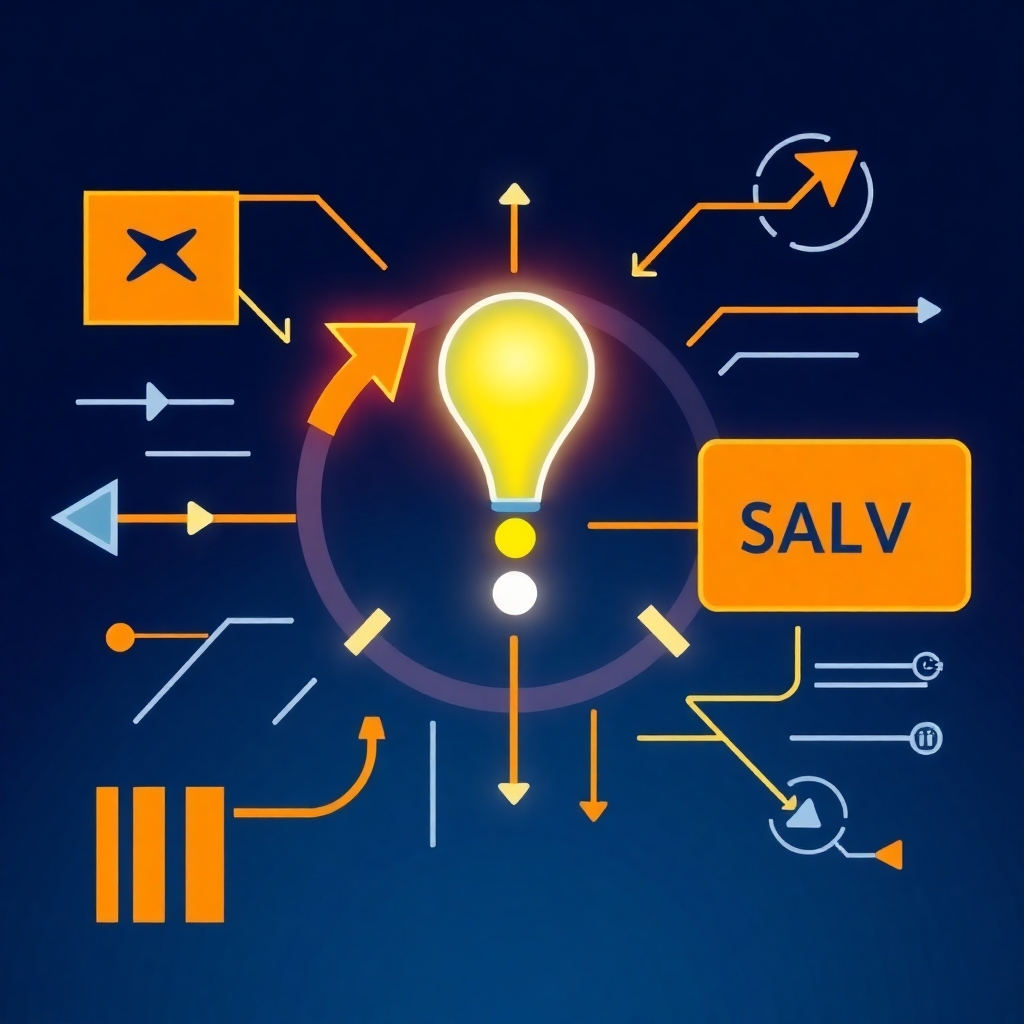 A stylized image representing rapid, efficient problem-solving using bold lines, arrows, and graphics. The lighting should be vibrant, signifying quick and efficient solutions. The style references the aesthetic of modern UI/UX design. The colour palette is vibrant, emphasizing quick problem-solving.