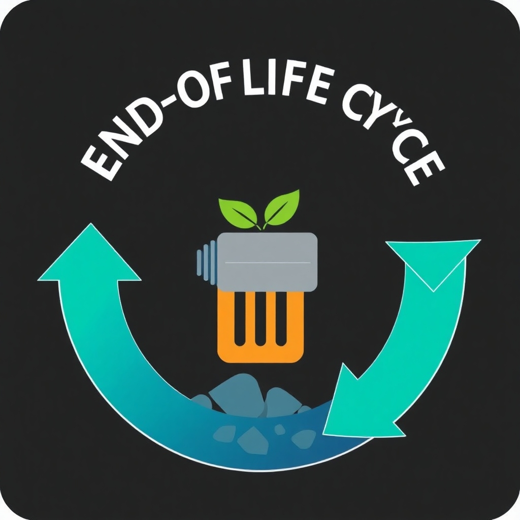 A stylized image representing the end-of-life cycle for an asset.  Show an asset being safely recycled or disposed of responsibly.  Use a visually appealing yet environmentally conscious aesthetic.