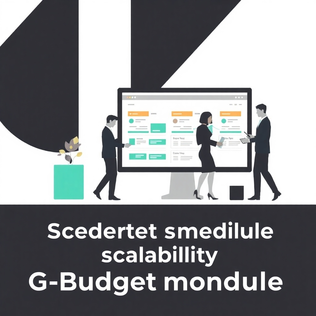 An image illustrating the scalability of G-Budget module, perhaps by showing its adaptability to different business sizes and structures. Use a modern design to emphasize the adaptability of the platform.