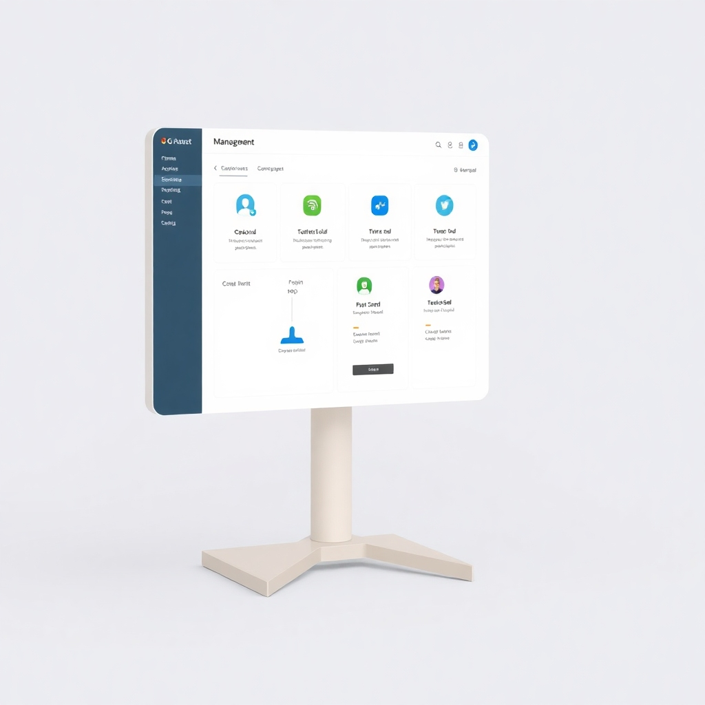 A photorealistic image of a diverse team of developers collaborating around a table, focused on a laptop displaying a clean, modern website design. The background should be a bright, modern office space with natural light.  High resolution, detailed, vibrant colors, sharp focus.