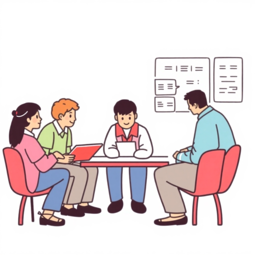 A photorealistic image of a diverse team of developers collaborating around a table, focused on a laptop displaying a clean, modern website design. The background should be a bright, modern office space with natural light.  High resolution, detailed, vibrant colors, sharp focus.