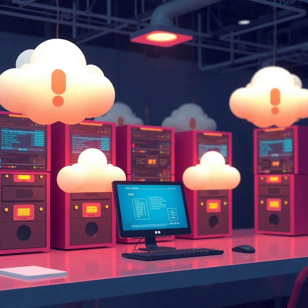 A photorealistic image depicting a server room with powerful servers and network infrastructure, highlighting speed, security, and reliability.