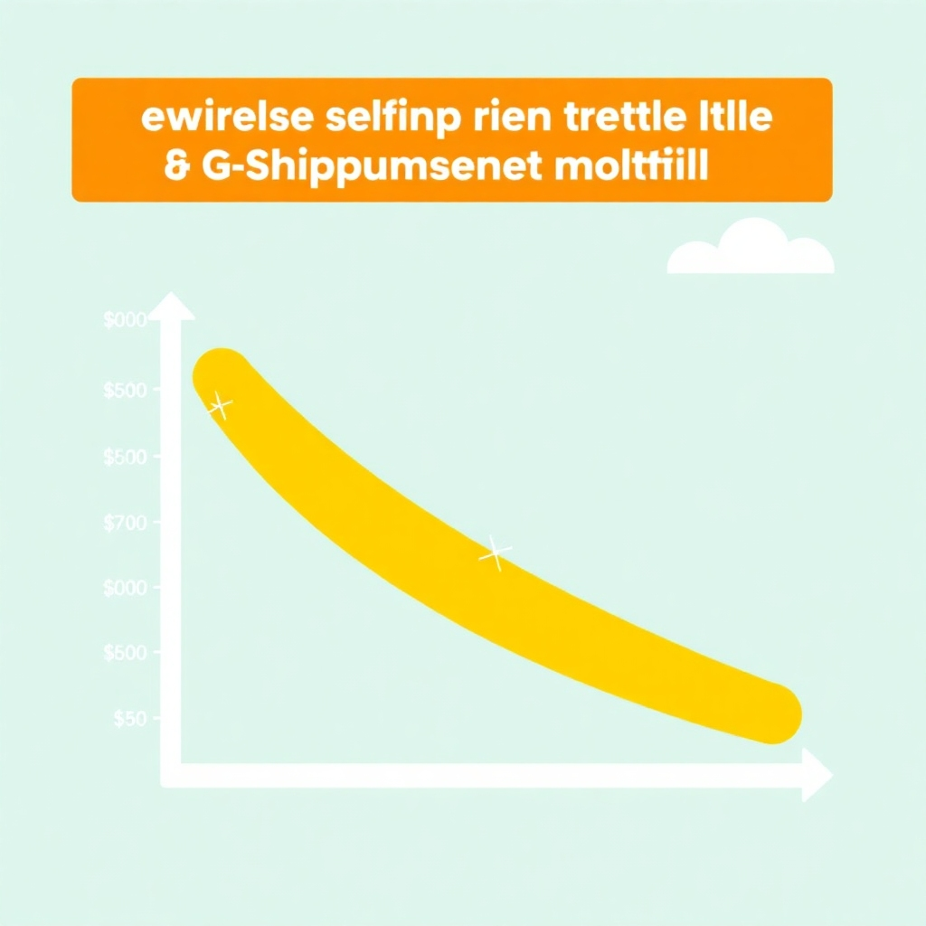 Stylized illustration depicting a downward-trending graph showcasing reduced shipping costs. Use a bright and optimistic color palette. The style should be bold and clean, emphasizing the positive results of using the G-Shipment module.