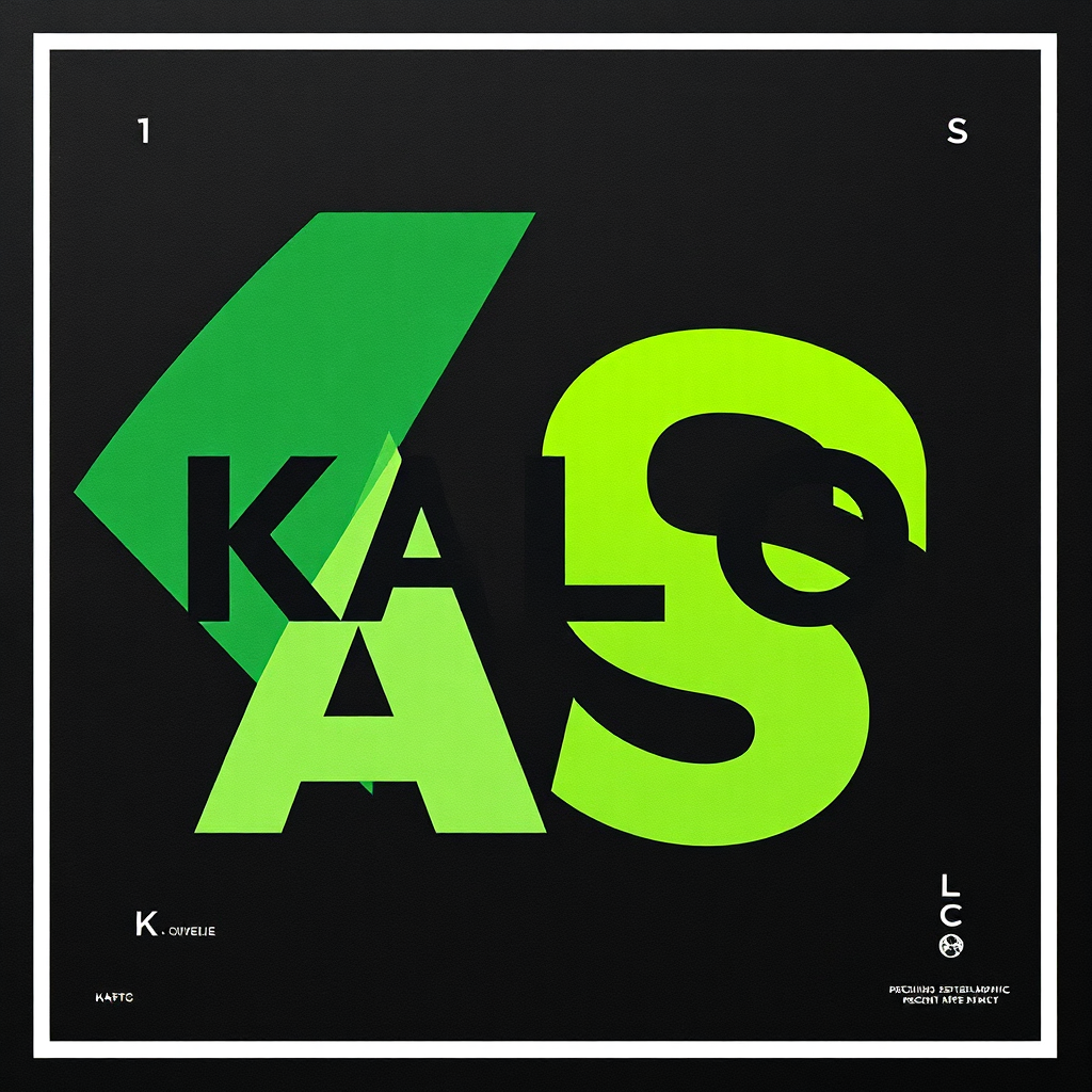 Abstract typographic poster in lime and cyan on dark background