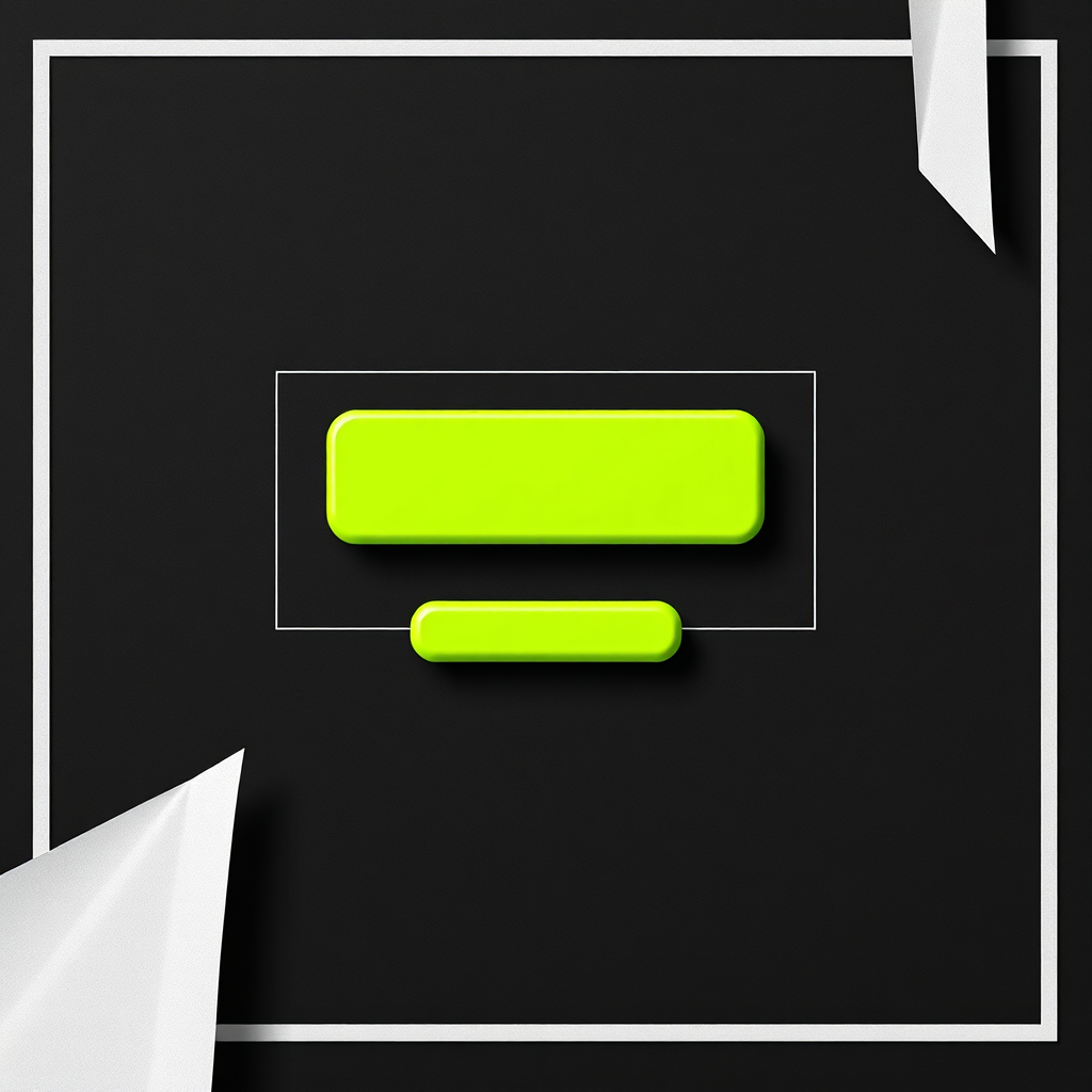 Abstract interface panel with bold headline and lime call-to-action element