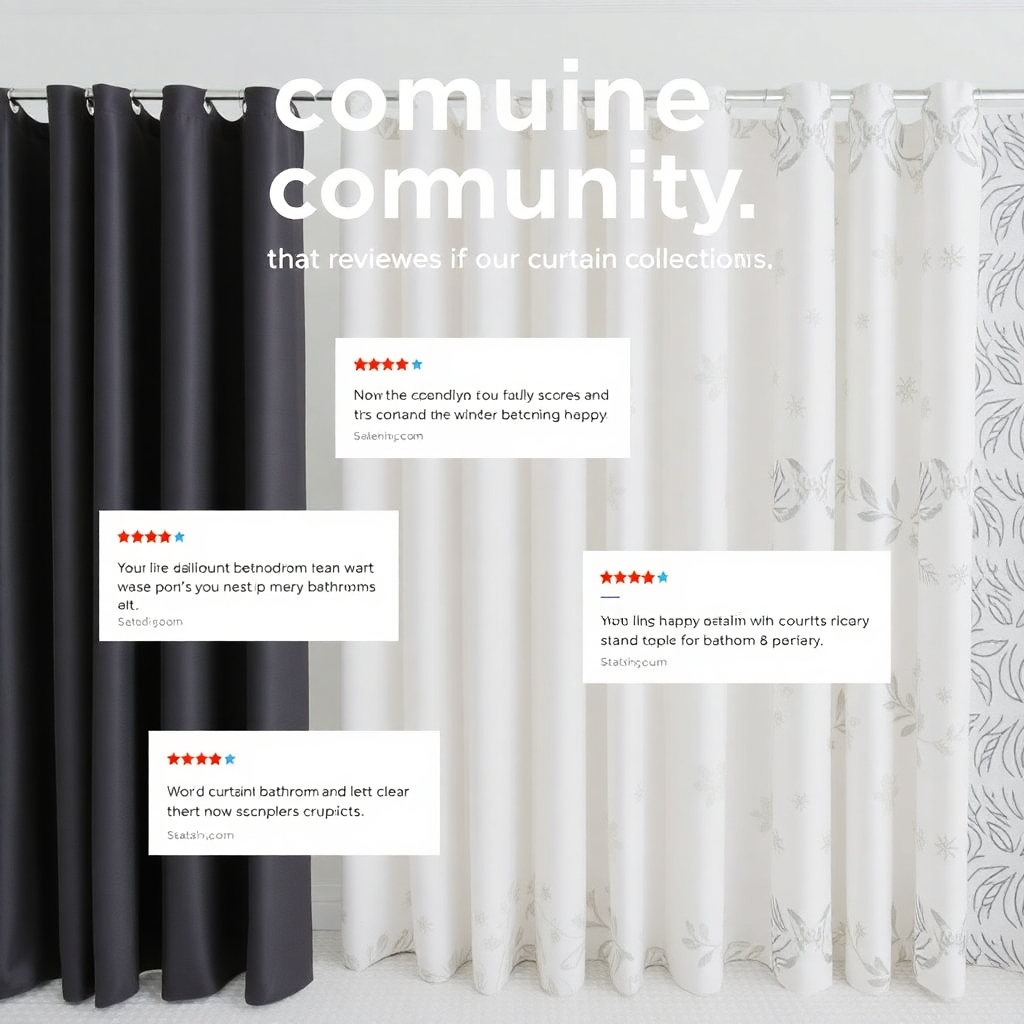 Imagine a community-focused display featuring reviews from happy customers, set against a backdrop of our curtain collections. Each testimonial is paired with stunning bathroom images, inviting others to join the narrative of satisfied shoppers.