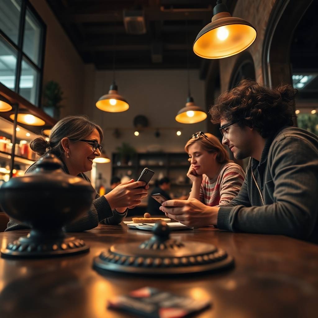 A smartphone screen displaying the Omega's Specialties ordering platform, with images of Chicken Curry and Lumpia Shanghai. Focus on the user-friendly interface. 4K resolution, digital illustration.