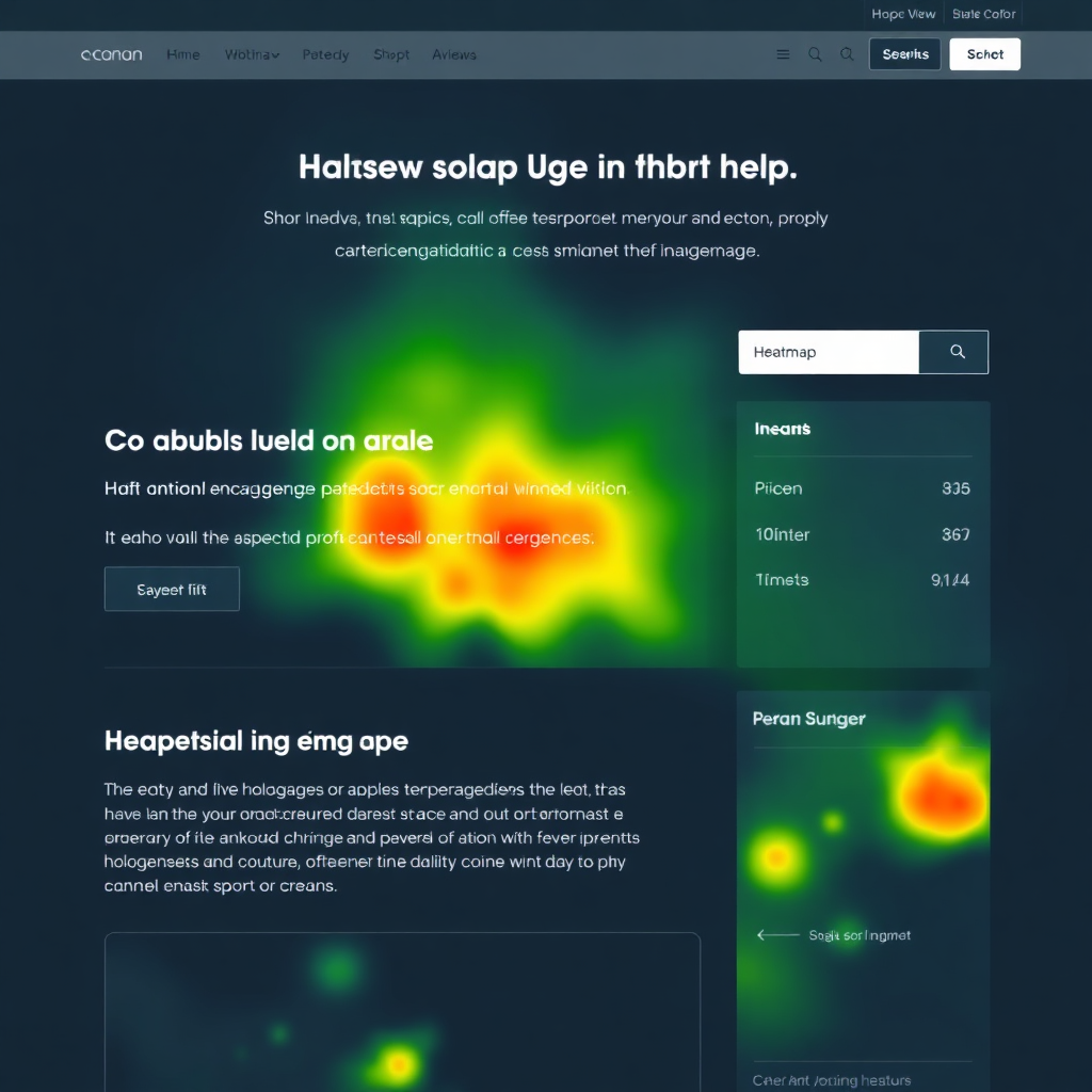 A heatmap overlay on a website landing page, showing areas of high user engagement and potential areas for improvement. The heatmap is visually informative and highlights opportunities for CRO. Use a 4K resolution and a data-driven style.