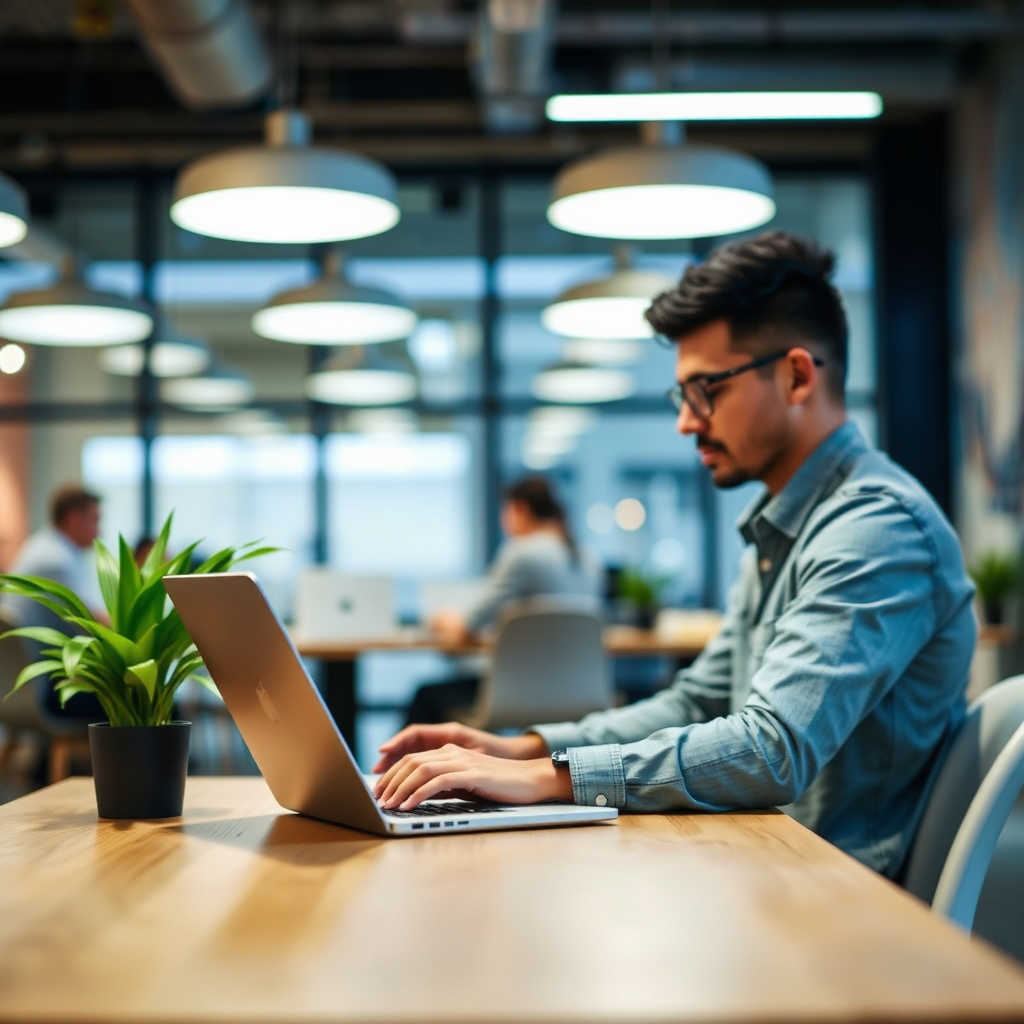 Person working in a co-working space