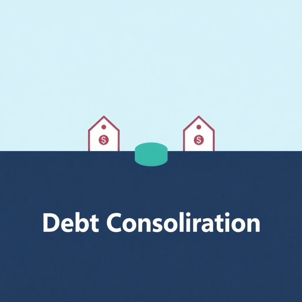 An image showing several debt streams merging into a single, simplified stream. The visual represents the concept of debt consolidation. The style is streamlined and efficient. The color palette is calming and organized. Stylized rendering.