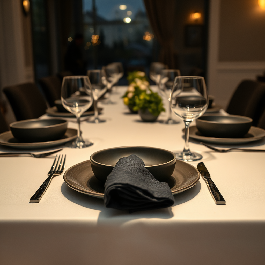 Linen napkin in table setting