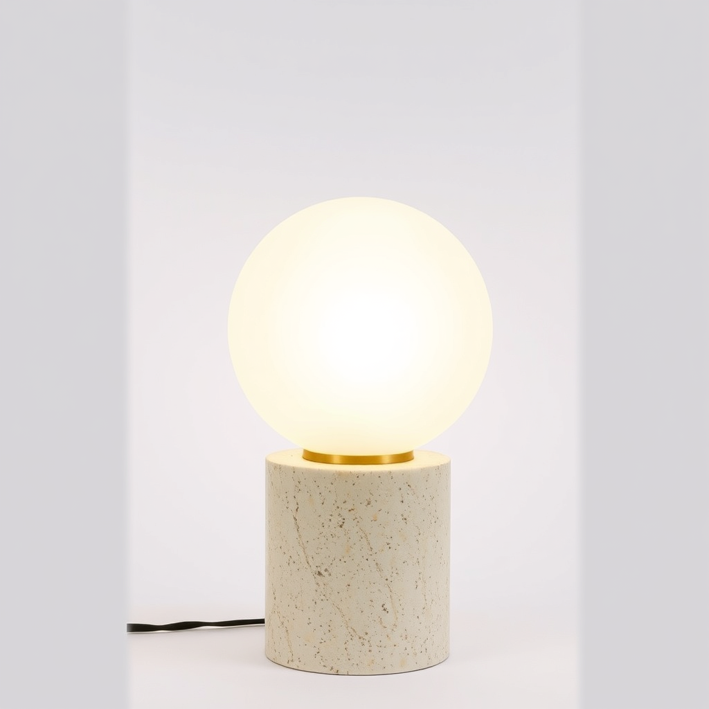 Travertine and glass table lamp