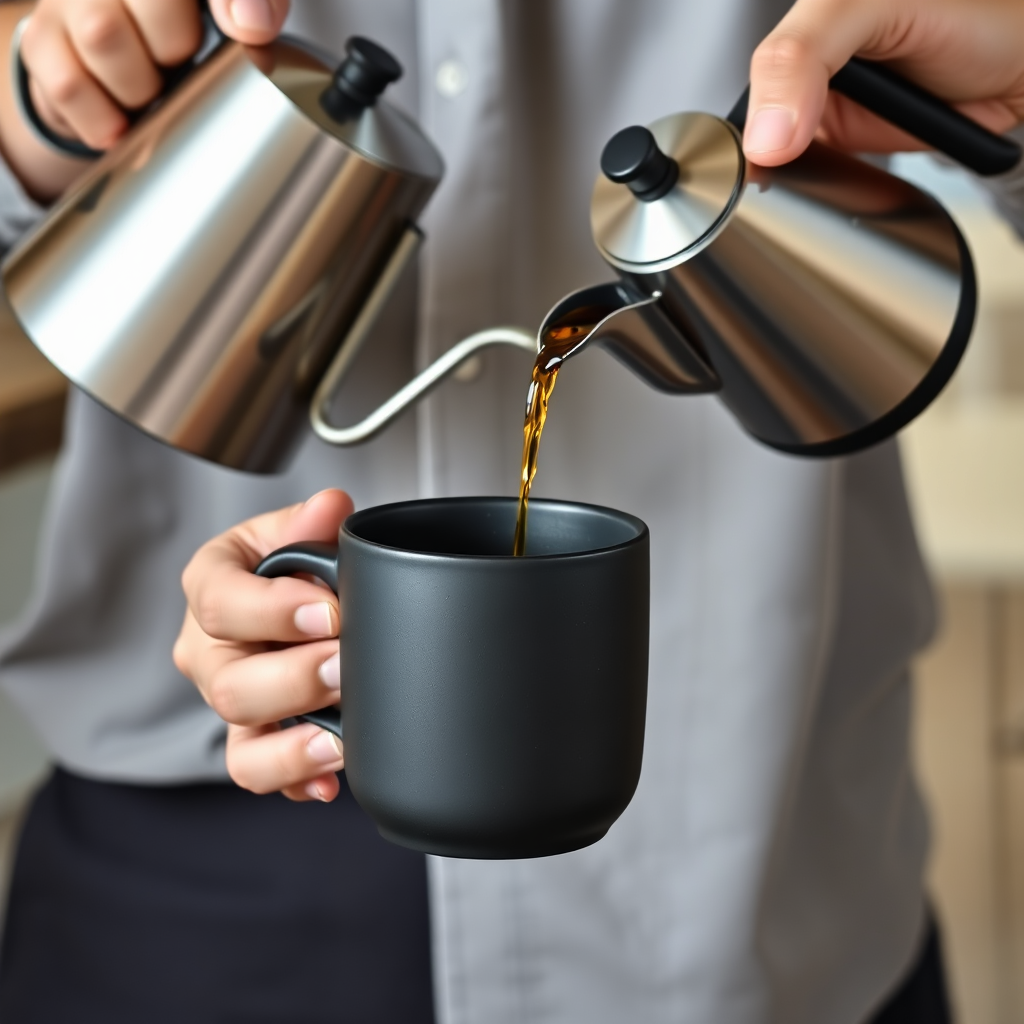 Matte Black Ceramic Mug in use