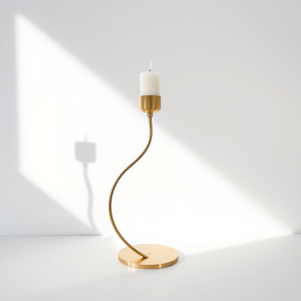 Brass sculptural candlestick holder